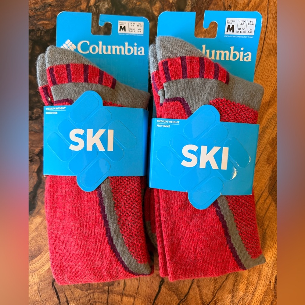 Columbia Ski Socks Over the Calf Medium Weight Wool Blend NEW M